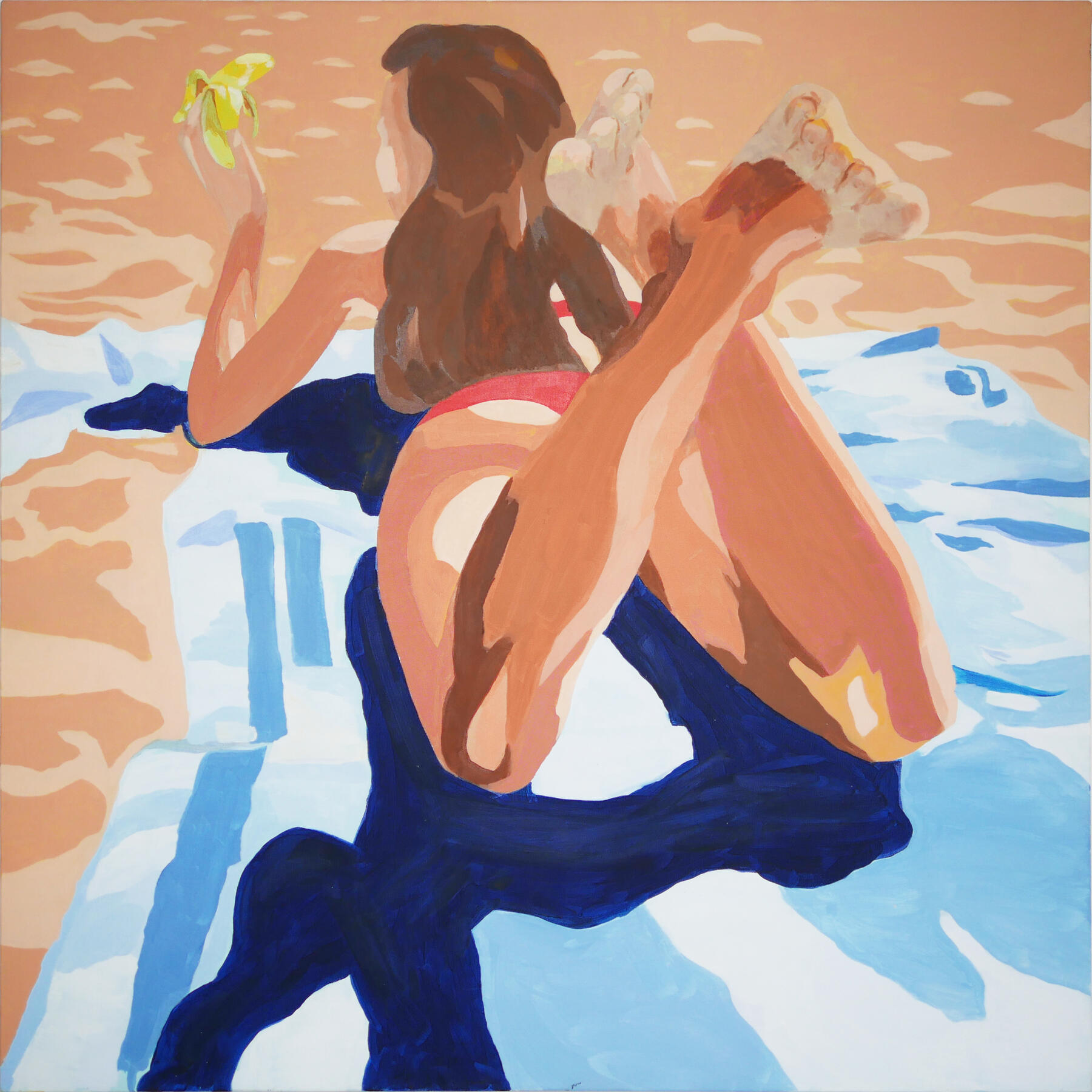 Hadas at the beach, Acrylic and oil on canvas, 100*100 cm, 2017