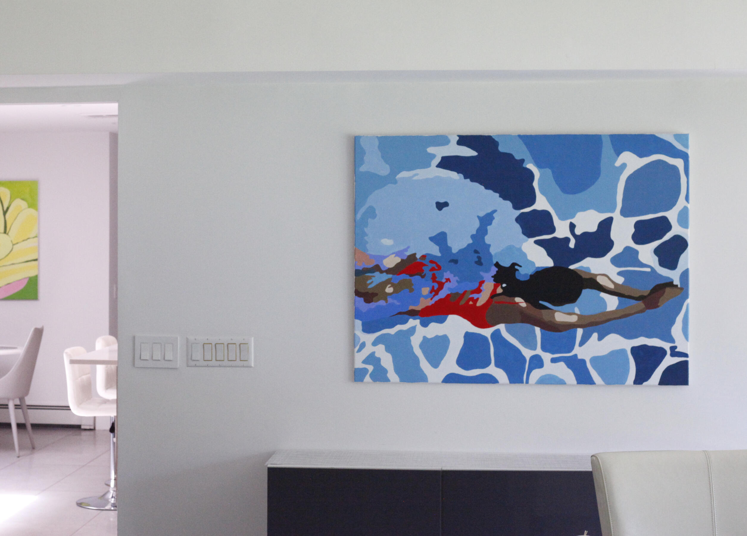 Swiming in LA (Pool Study), 48x36 inch, Acrylic on Canvas, 2021